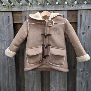 LAND'S END kids baby faux sherpa jacket coat hood